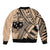 Custom Samoa Manuia le 62 Tausaga O le Tuto’atasi Sleeve Zip Bomber Jacket Samoan Tatau Beige Art