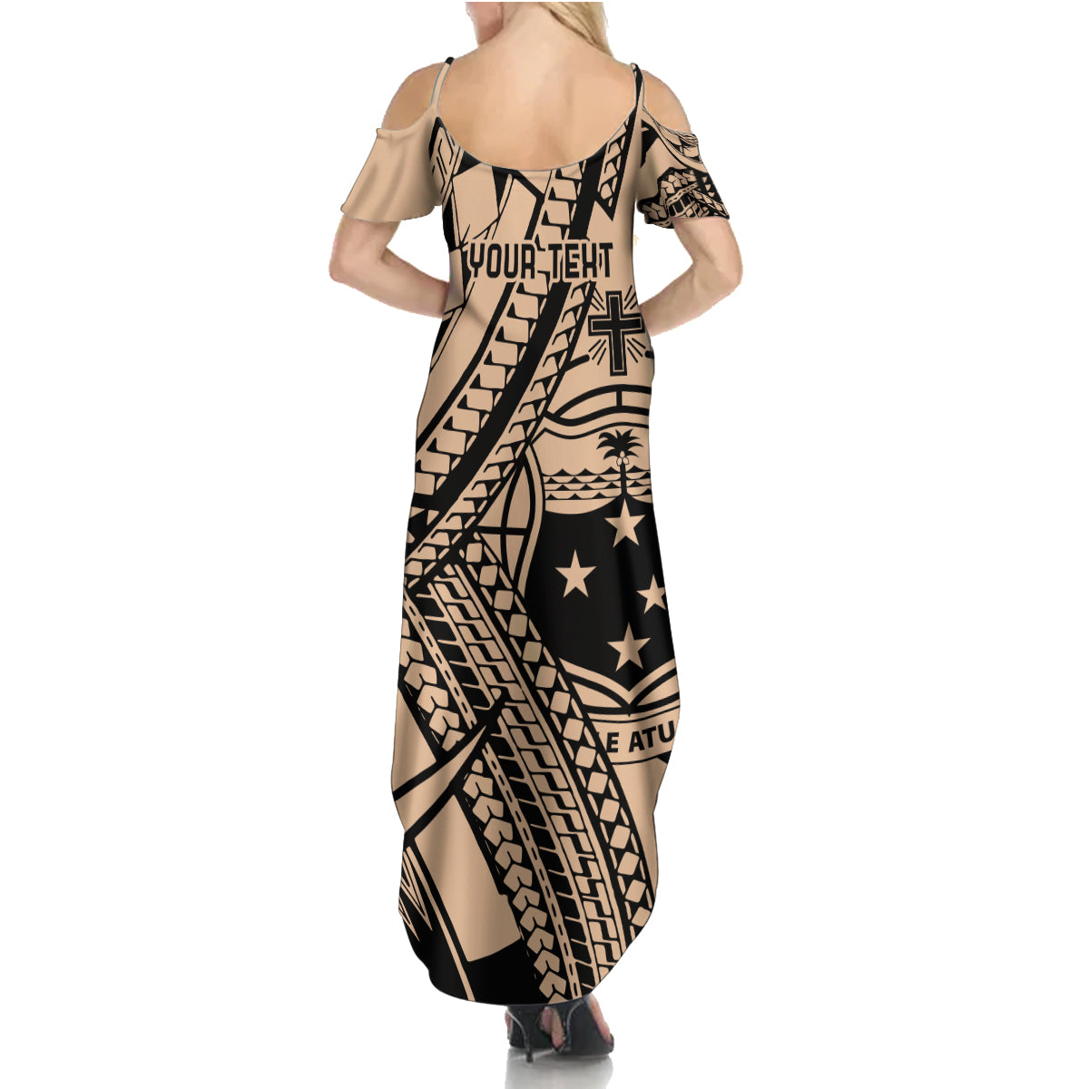 Custom Samoa Manuia le 62 Tausaga O le Tuto’atasi Summer Maxi Dress Samoan Tatau Beige Art