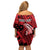 Custom Samoa Manuia le 62 Tausaga O le Tuto’atasi Family Matching Off Shoulder Short Dress and Hawaiian Shirt Samoan Tatau Red Art