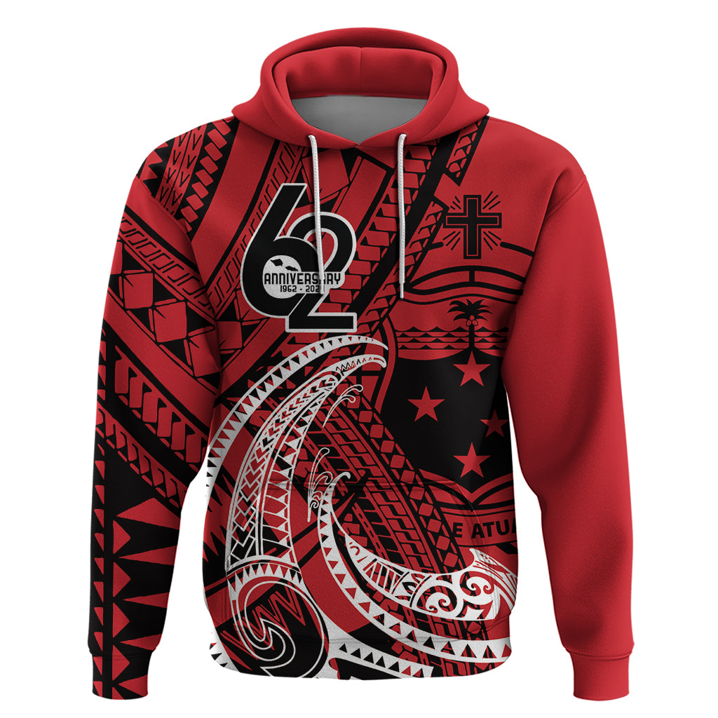 Custom Samoa Manuia le 62 Tausaga O le Tuto’atasi Hoodie Samoan Tatau Red Art