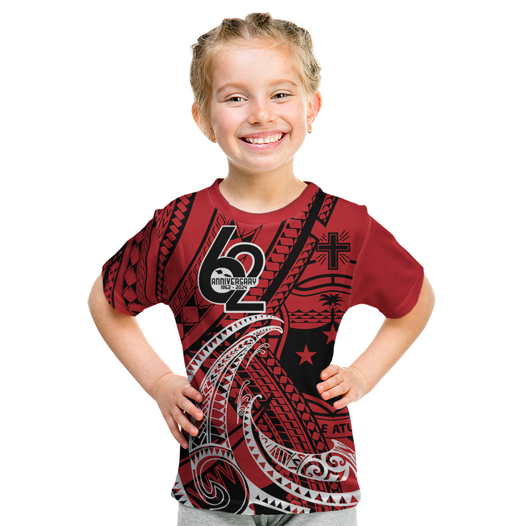 Custom Samoa Manuia le 62 Tausaga O le Tuto’atasi Kid T Shirt Samoan Tatau Red Art