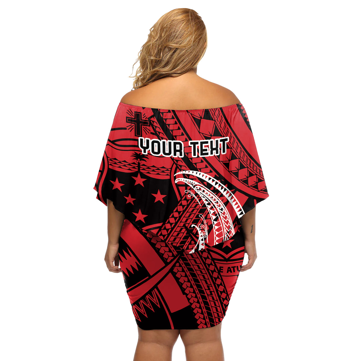Custom Samoa Manuia le 62 Tausaga O le Tuto’atasi Off Shoulder Short Dress Samoan Tatau Red Art