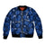 (Custom Text And Number) Manu Samoa Rugby Bomber Jacket Polynesian Style With Hibiscus LT9 Unisex Blue - Polynesian Pride