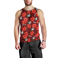 (Custom Text And Number) Tonga Rugby Men Tank Top Polynesian Style With Hibiscus LT9 - Polynesian Pride