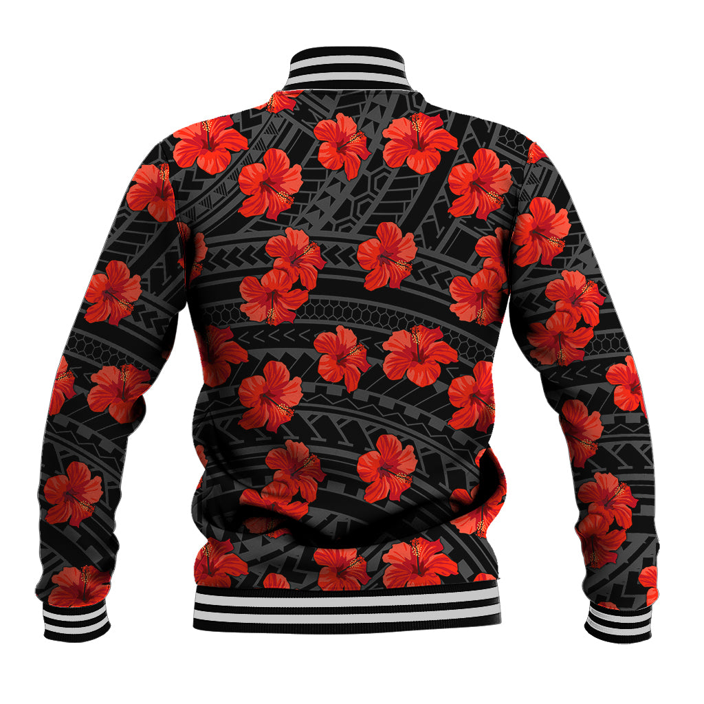 Polynesian Pride Hawaii Style With Hibiscus Baseball Jacket Black LT9 - Polynesian Pride