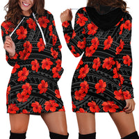 Polynesian Pride Hawaii Style With Hibiscus Hoodie Dress Black LT9 - Polynesian Pride