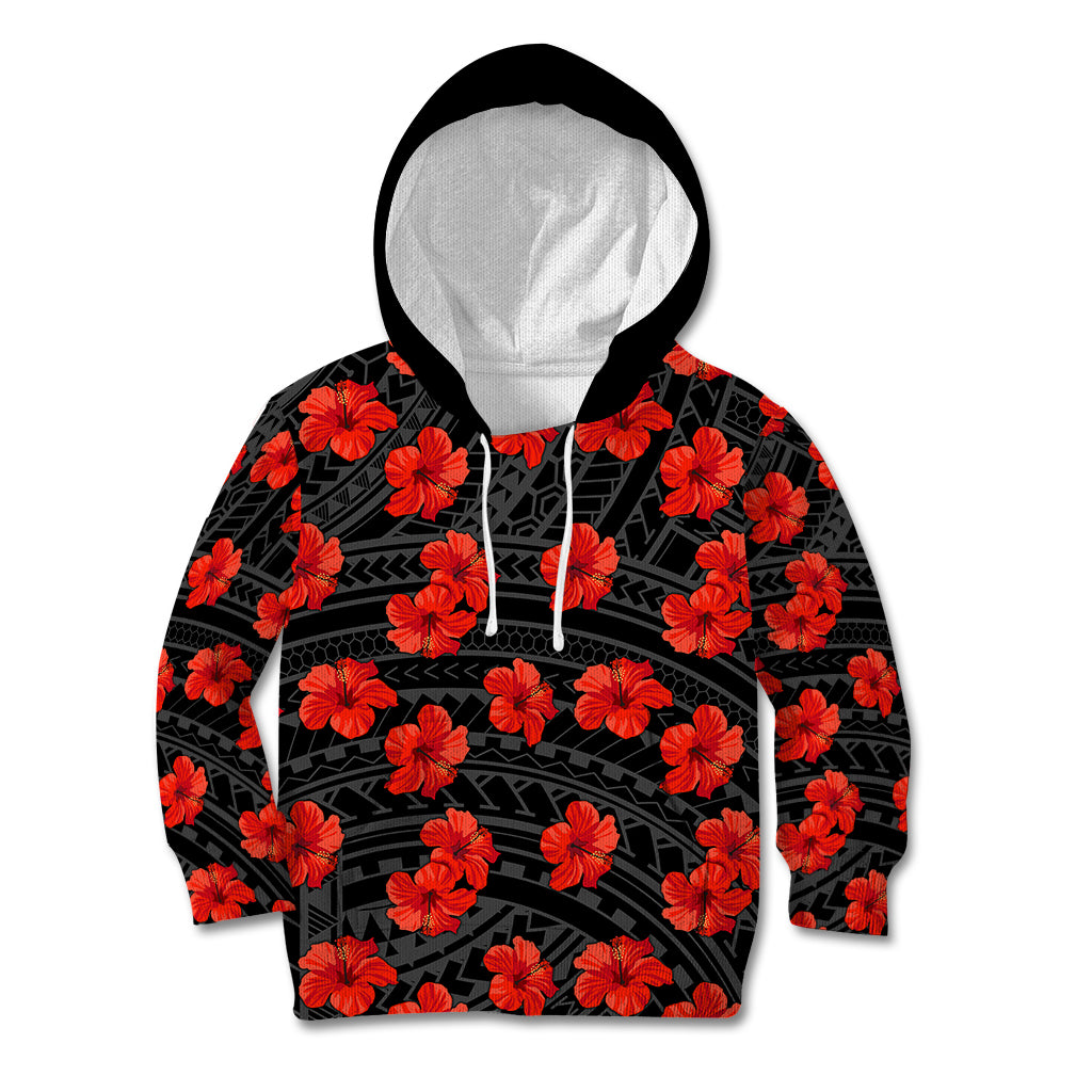 Polynesian Pride Hawaii Style With Hibiscus Kid Hoodie Black LT9 Hoodie Black - Polynesian Pride