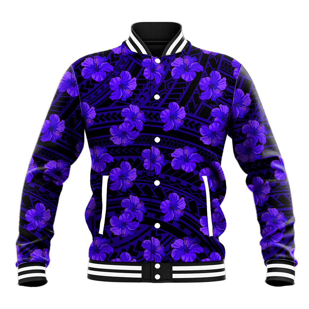 Polynesian Pride Hawaii Style With Hibiscus Baseball Jacket Blue LT9 Unisex Blue - Polynesian Pride