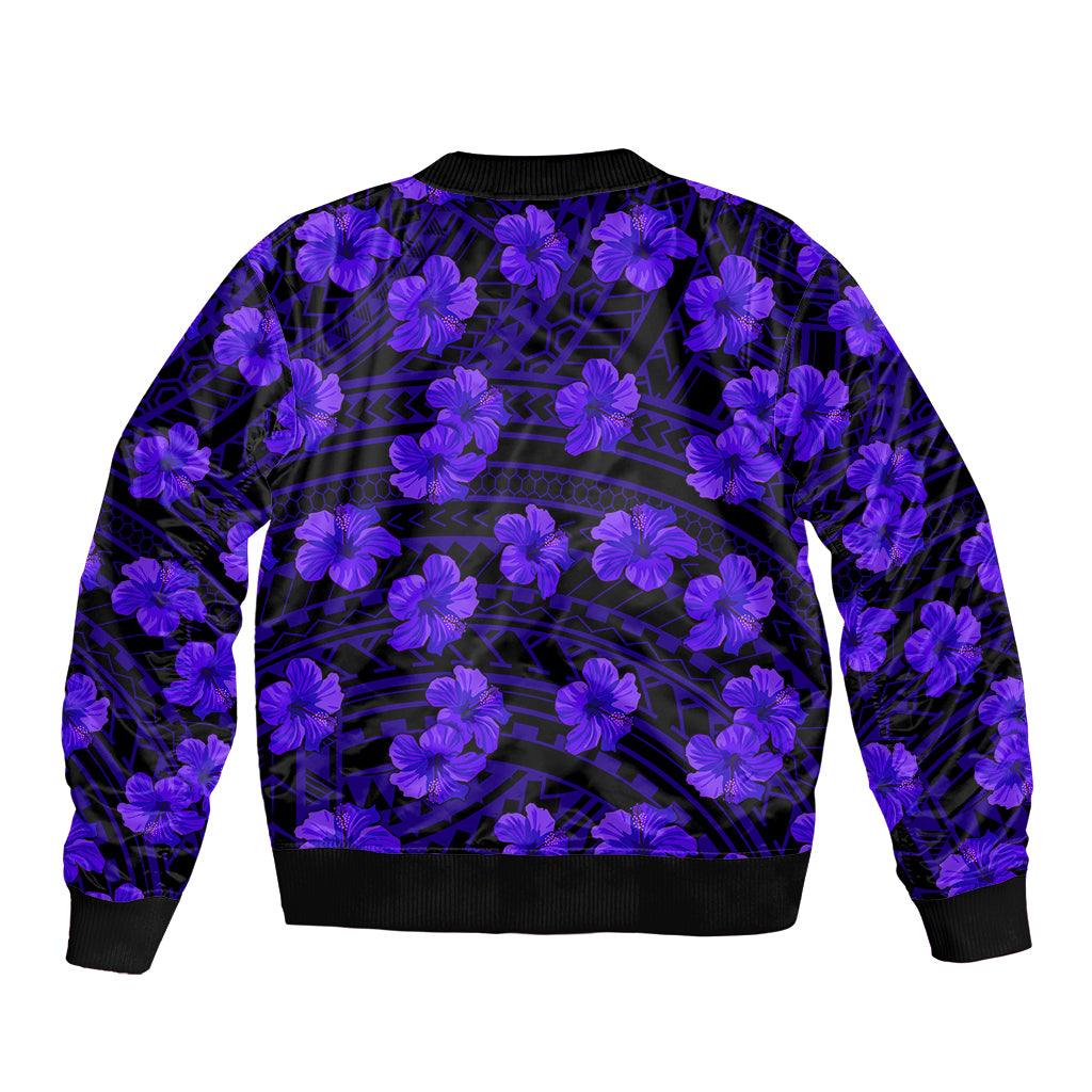 Polynesian Pride Hawaii Style With Hibiscus Bomber Jacket Blue LT9 - Polynesian Pride