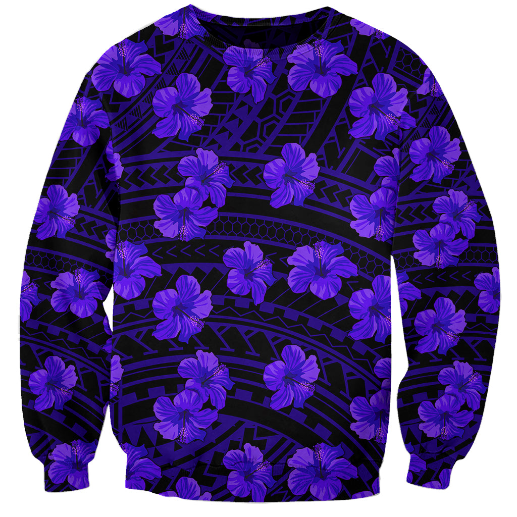 Polynesian Pride Hawaii Style With Hibiscus Sweatshirt Blue LT9 Unisex Blue - Polynesian Pride