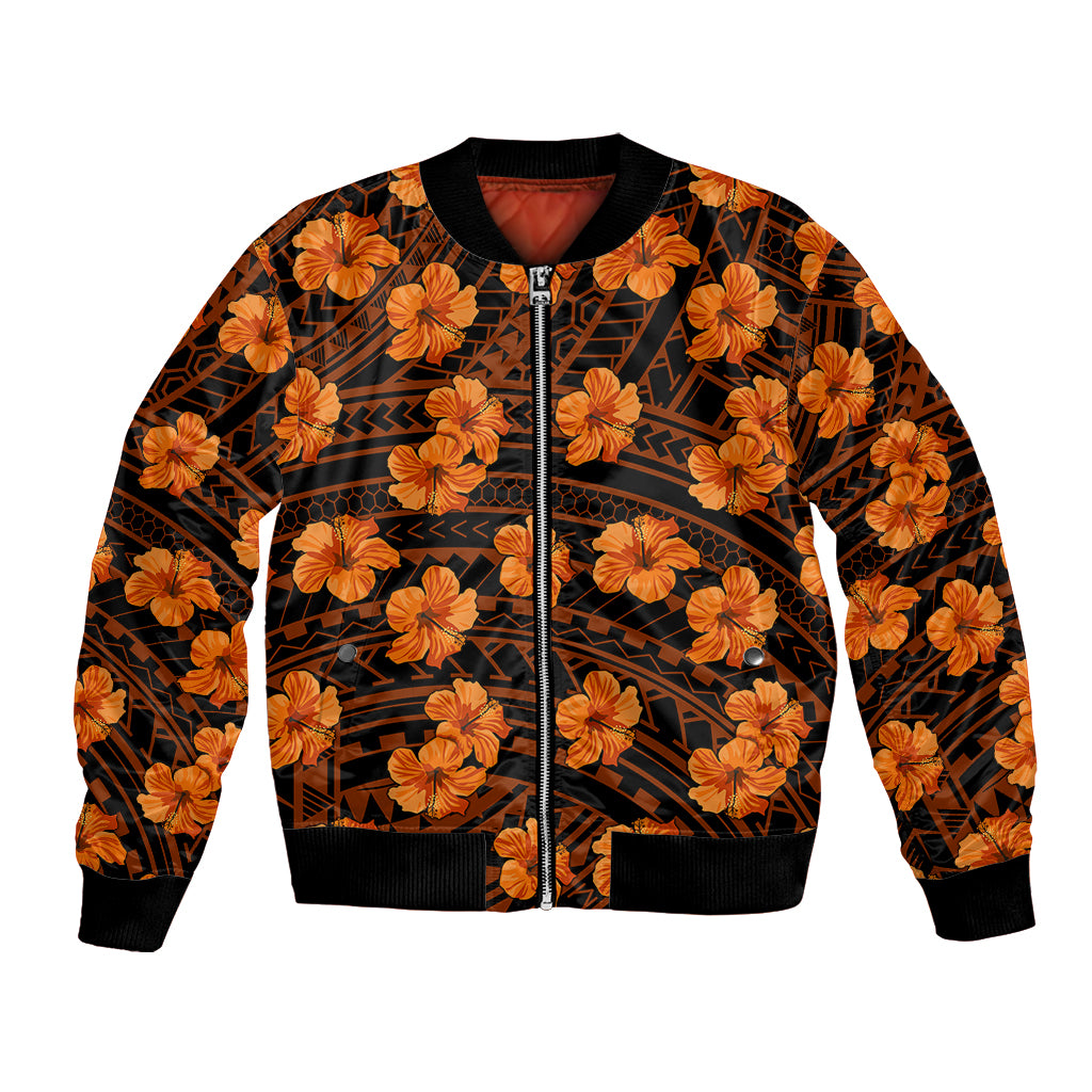 Polynesian Pride Hawaii Style With Hibiscus Bomber Jacket Gold LT9 Unisex Gold - Polynesian Pride