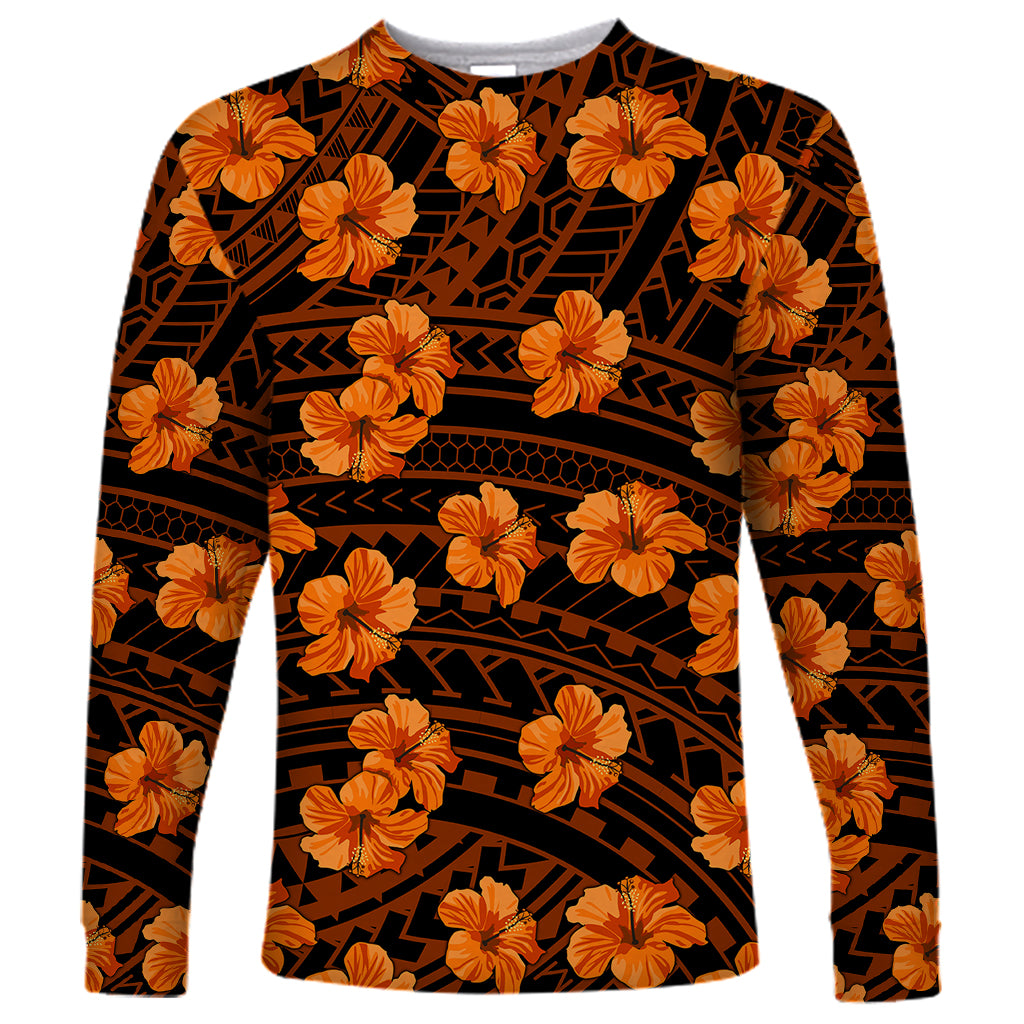 Polynesian Pride Hawaii Style With Hibiscus Long Sleeve Shirt Gold LT9 Unisex Gold - Polynesian Pride