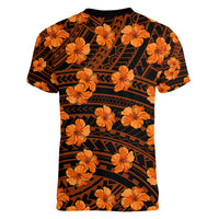 Polynesian Pride Hawaii Style With Hibiscus Women V Neck T Shirt Gold LT9 - Polynesian Pride