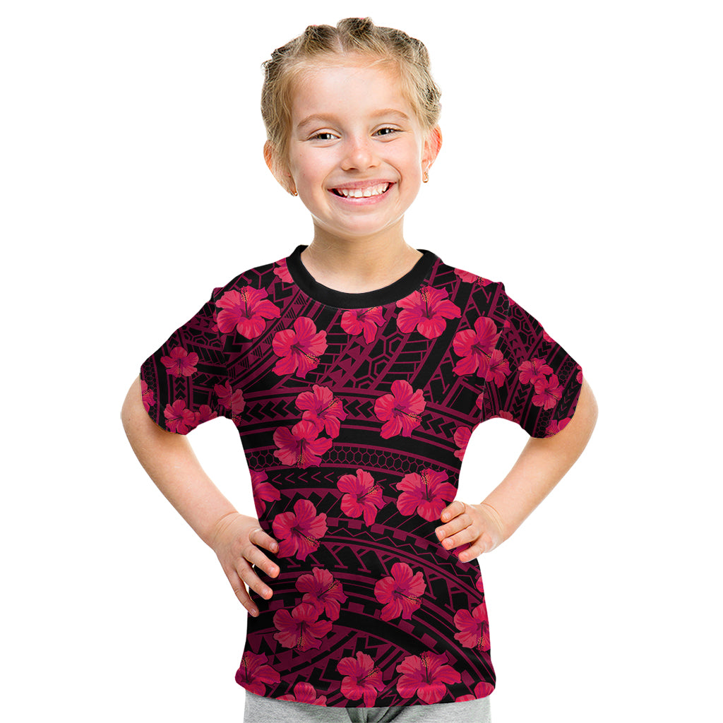 Polynesian Pride Hawaii Style With Hibiscus Kid T Shirt Pink LT9 Pink - Polynesian Pride