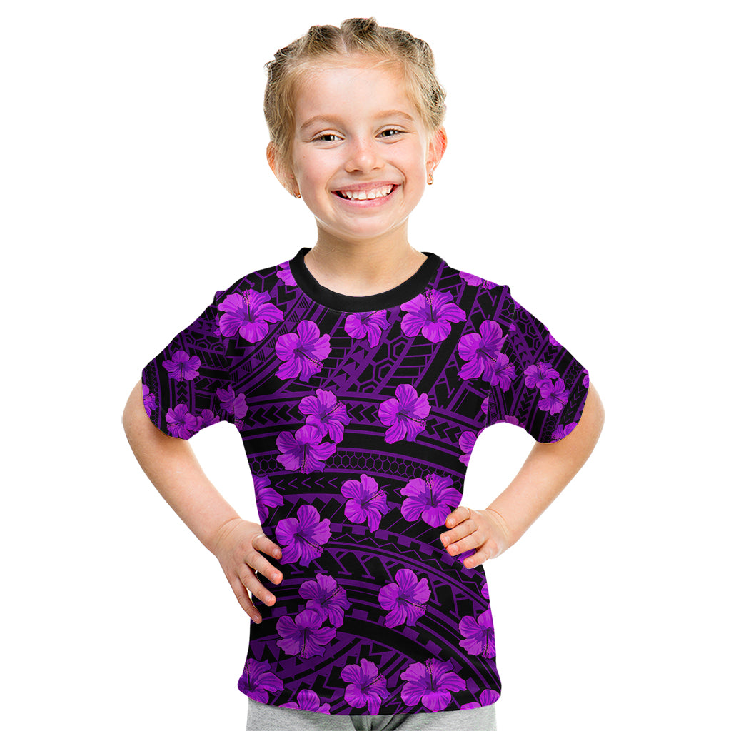 Polynesian Pride Hawaii Style With Hibiscus Kid T Shirt Purple LT9 Purple - Polynesian Pride