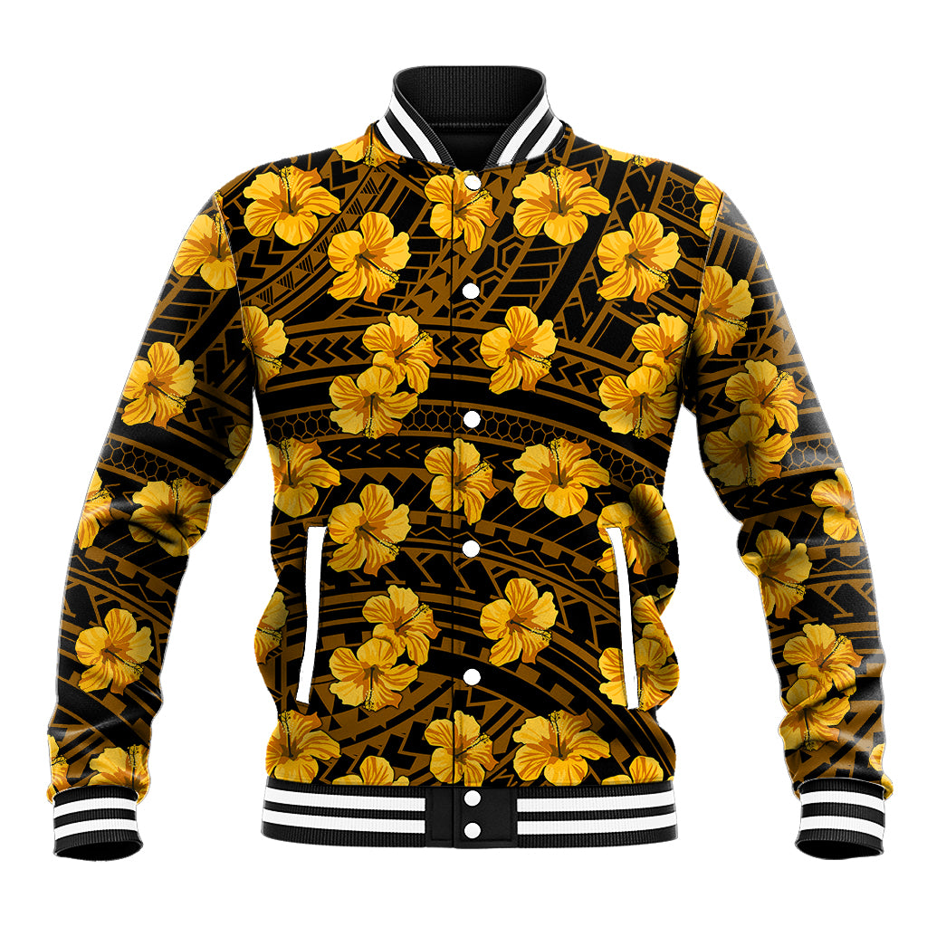 Polynesian Pride Hawaii Style With Hibiscus Baseball Jacket Yellow LT9 Unisex Yellow - Polynesian Pride