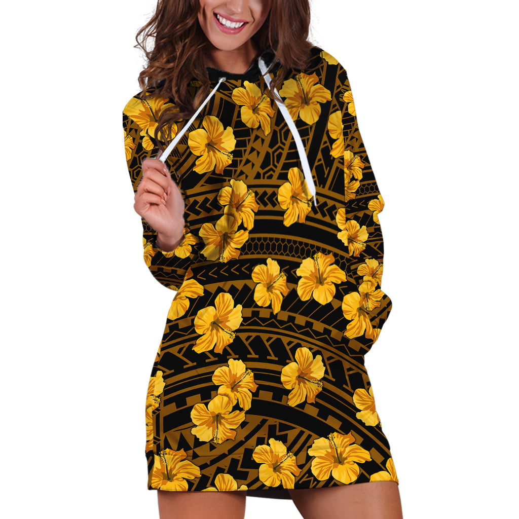 Polynesian Pride Hawaii Style With Hibiscus Hoodie Dress Yellow LT9 Yellow - Polynesian Pride