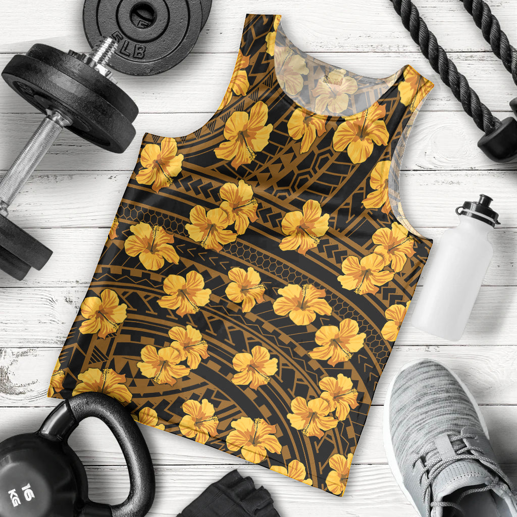 Polynesian Pride Hawaii Style With Hibiscus Men Tank Top Yellow LT9 Yellow - Polynesian Pride