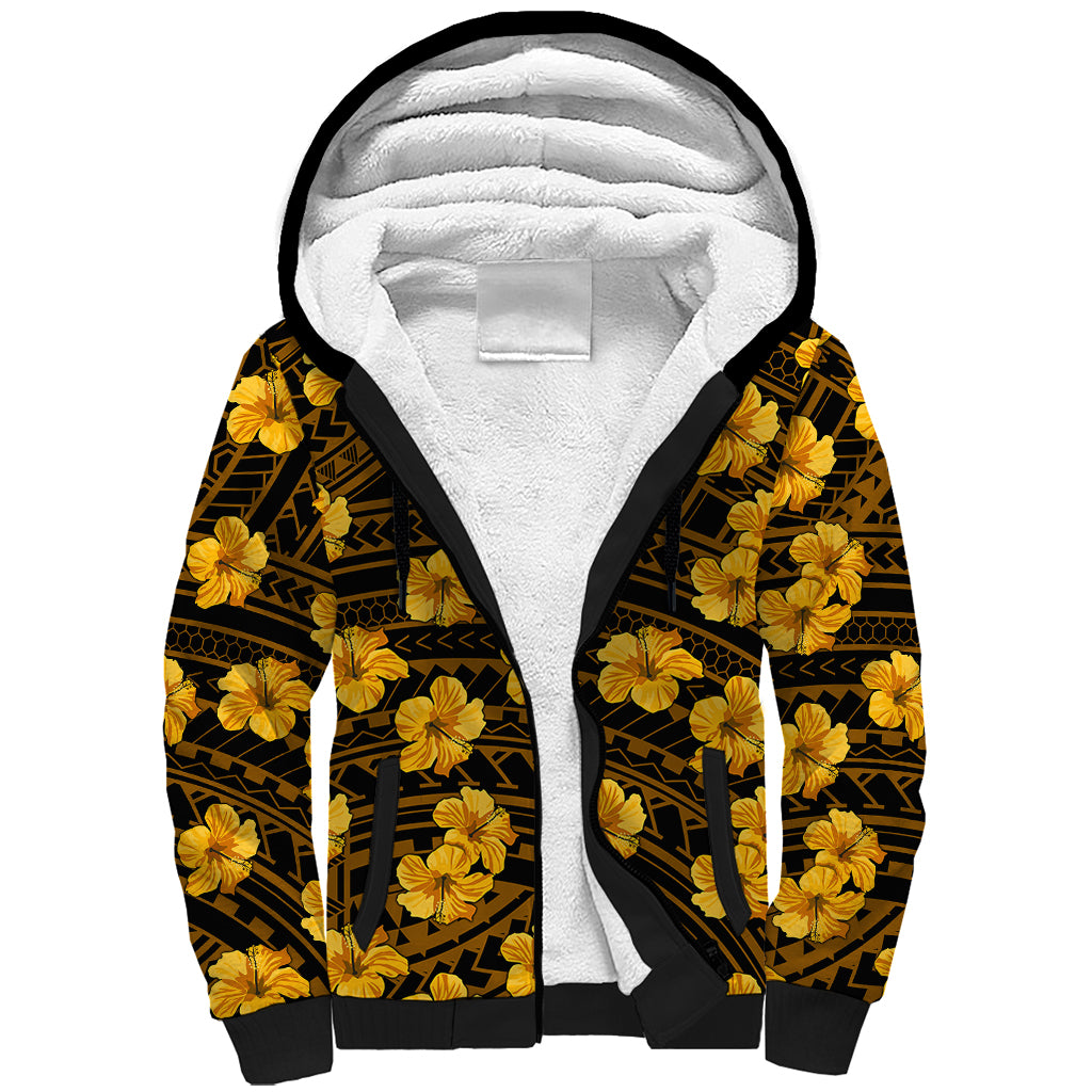 Polynesian Pride Hawaii Style With Hibiscus Sherpa Hoodie Yellow LT9 Unisex Yellow - Polynesian Pride