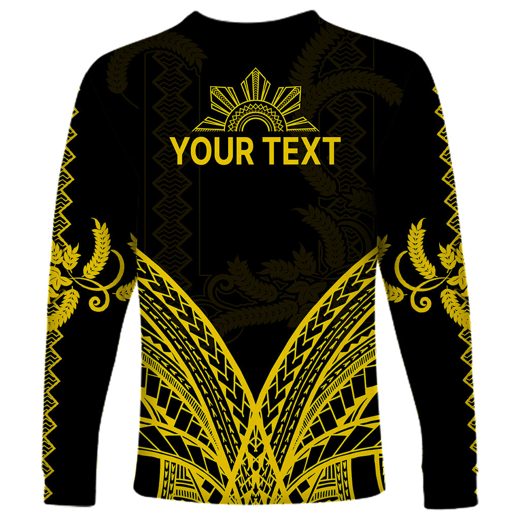 Personalised Philippines Independence Day Long Sleeve Shirt Pechera With Side Barong Patterns LT9 - Polynesian Pride