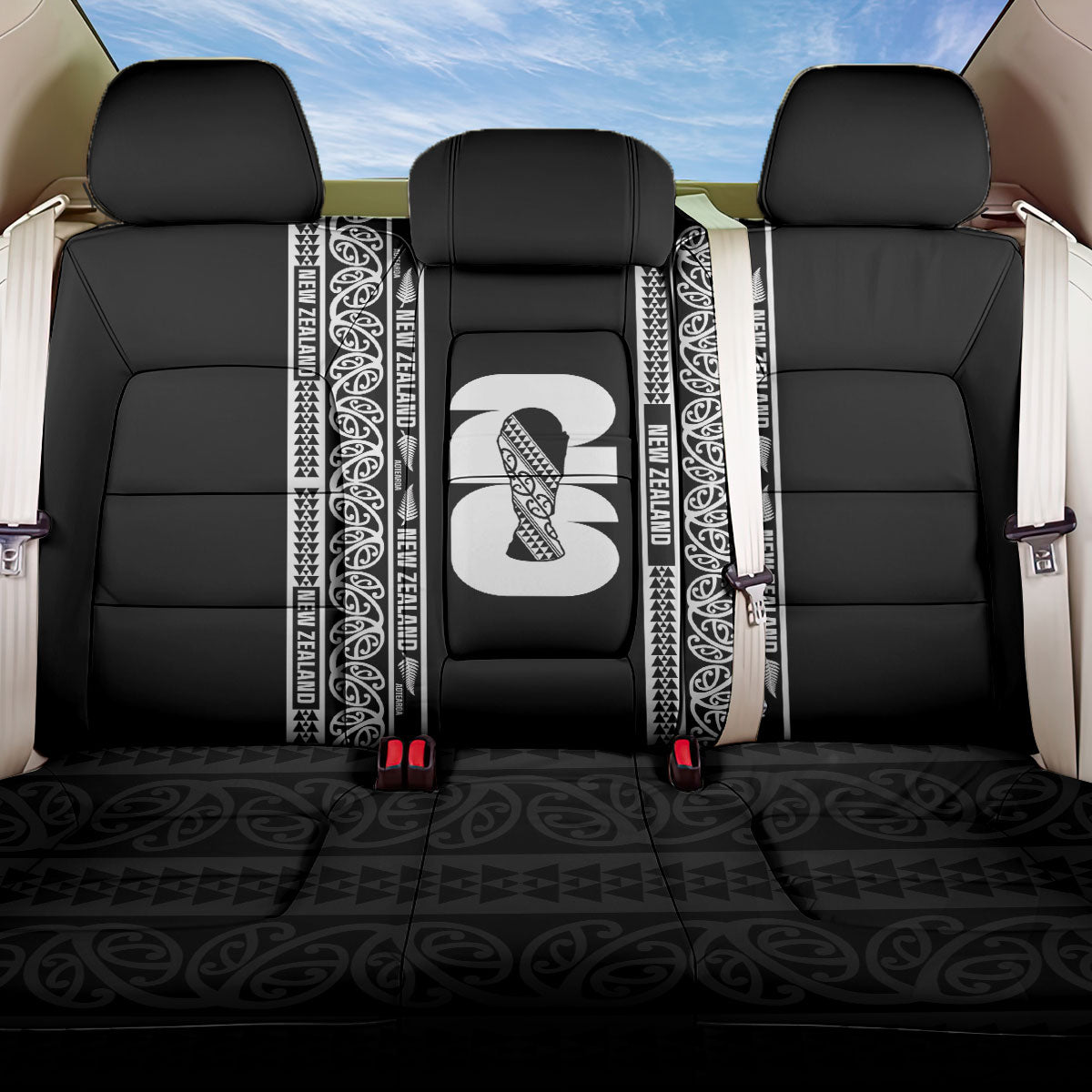 New Zealand Football White Fern Supporter Back Car Seat Cover LT9 One Size Black - Polynesian Pride