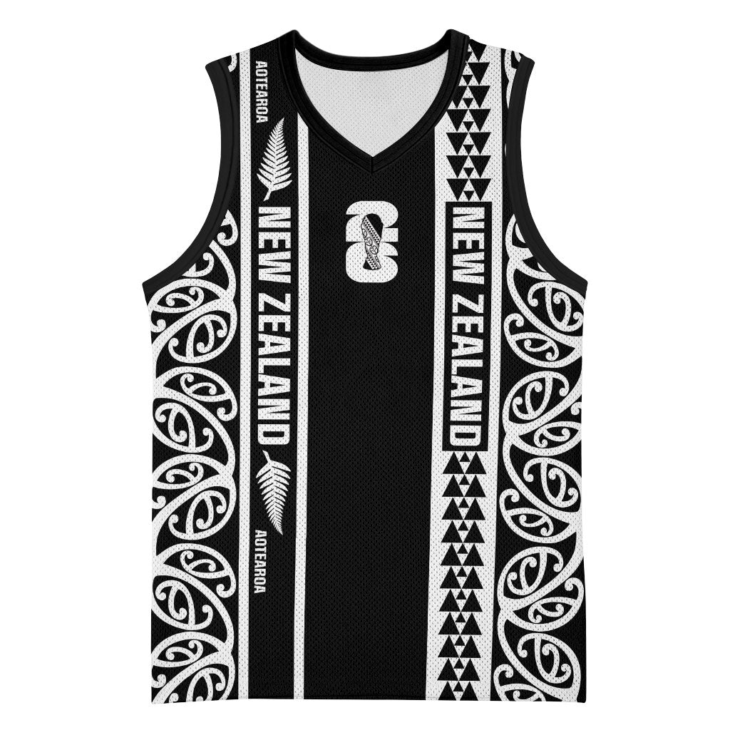 Custom New Zealand Football White Fern Supporter Basketball Jersey LT9 Unisex Black - Polynesian Pride