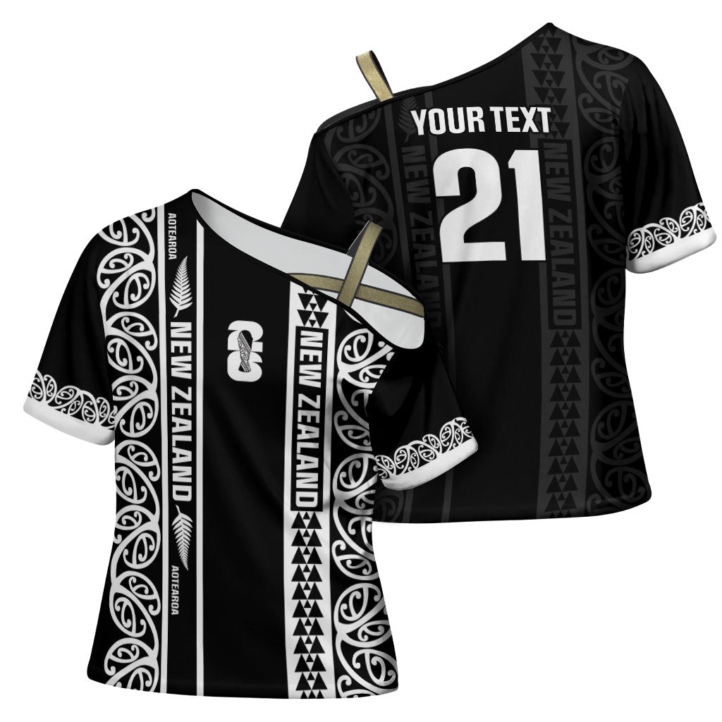 Custom New Zealand Football White Fern Supporter Cross Shoulder Shirt