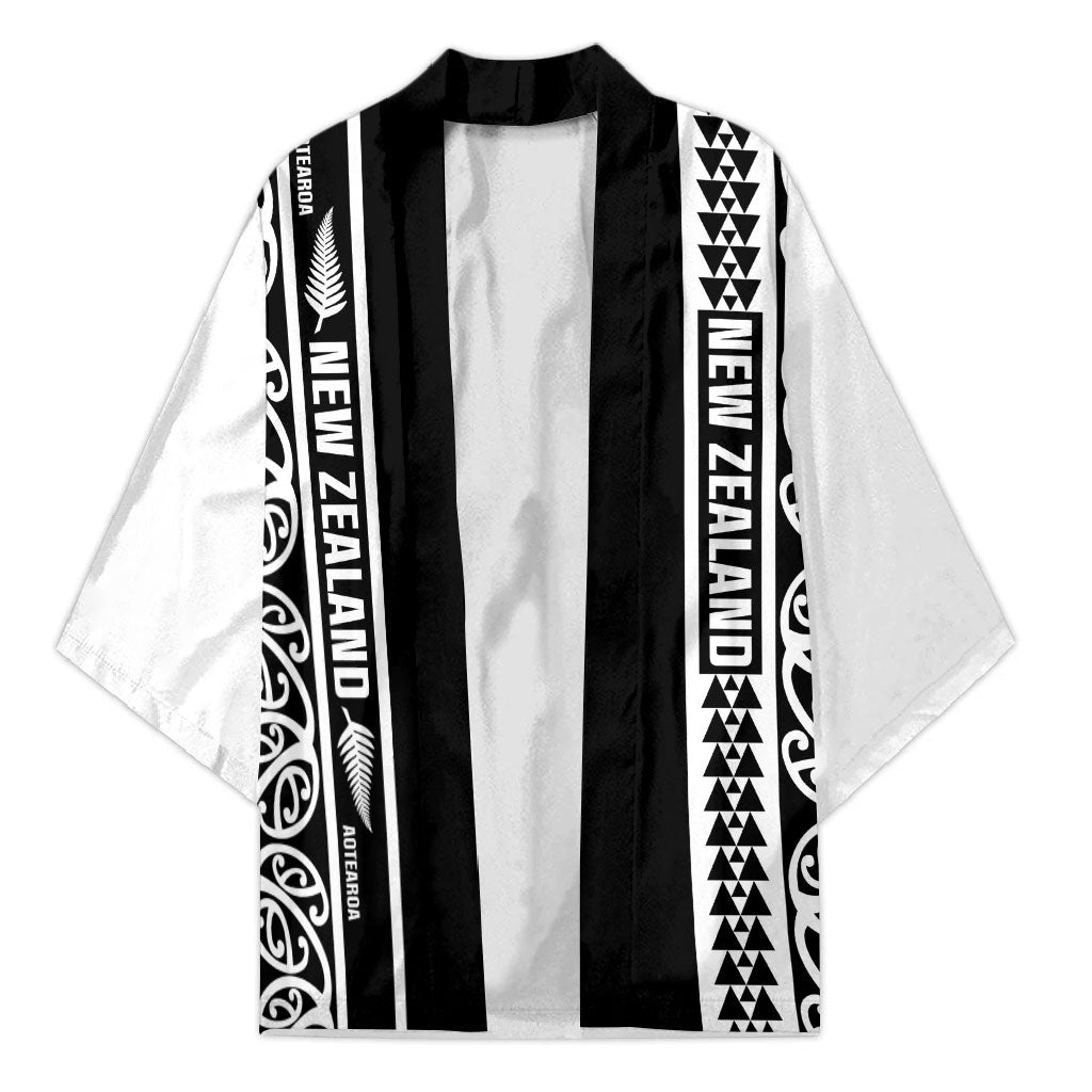 Custom New Zealand Football White Fern Supporter Kimono LT9 Unisex Black - Polynesian Pride