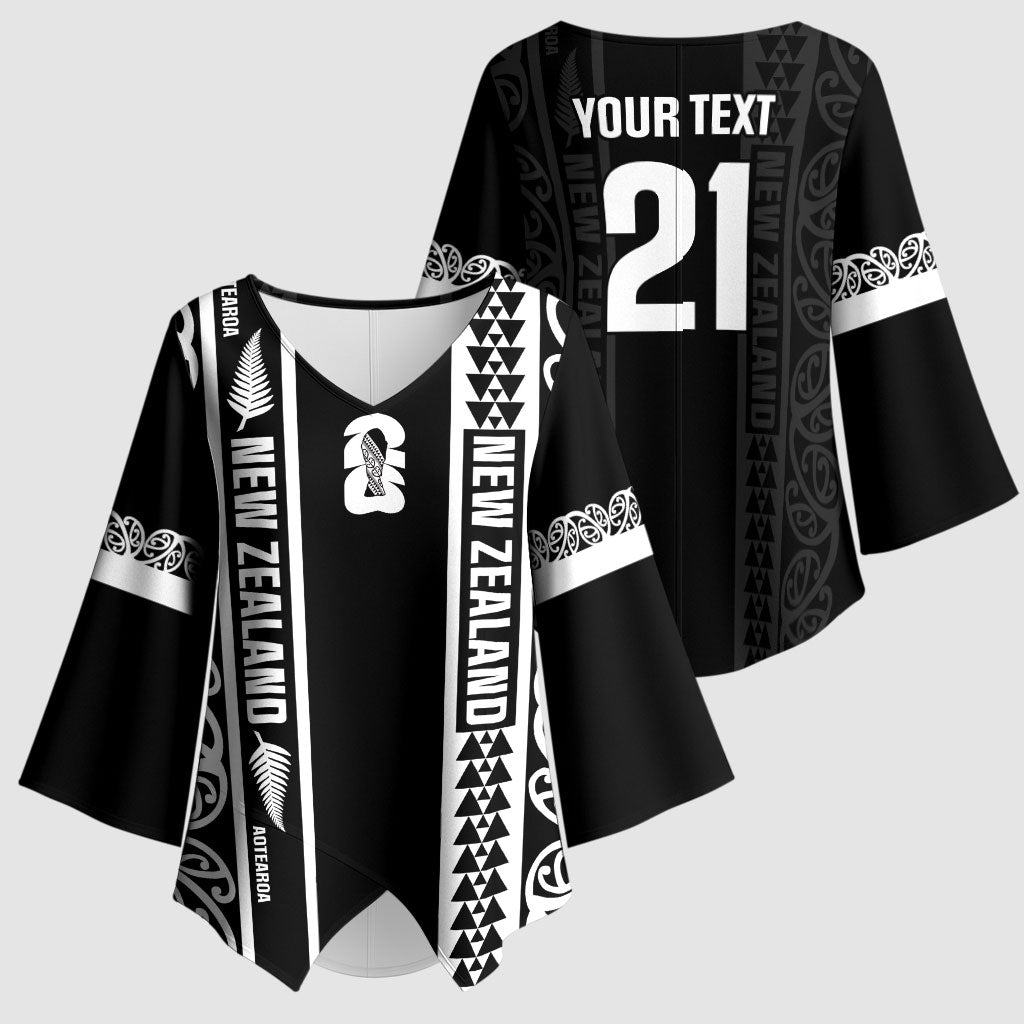 Custom New Zealand Football White Fern Supporter Kimono Sleeve Blouse