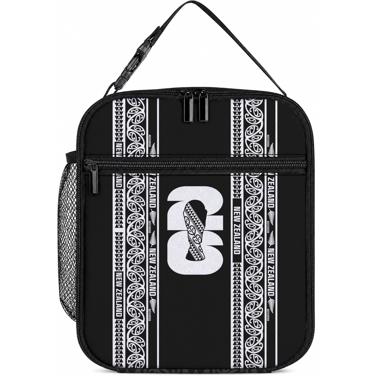 New Zealand Football White Fern Supporter Lunch Bag LT9 10.2 × 8.3 × 4.3 inch Black - Polynesian Pride