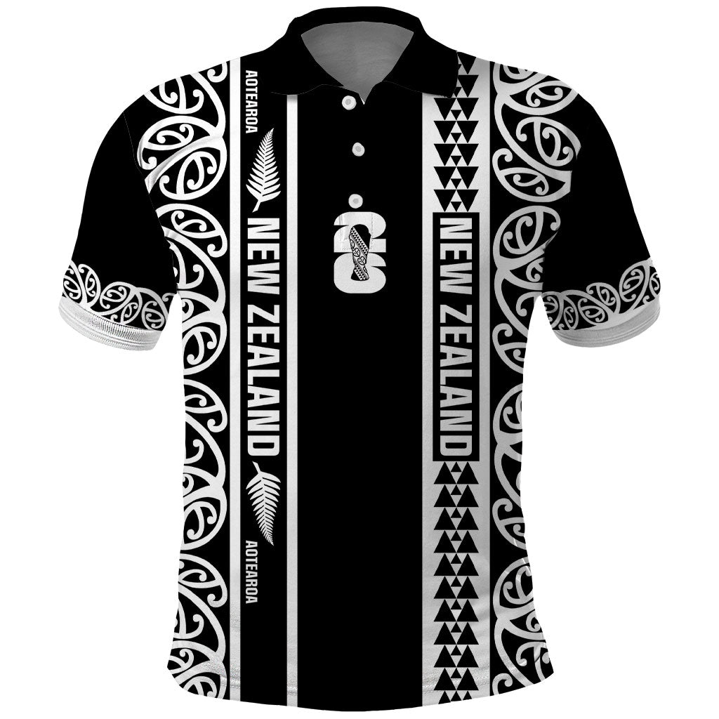 Custom New Zealand Football White Fern Supporter Polo Shirt LT9 Black - Polynesian Pride