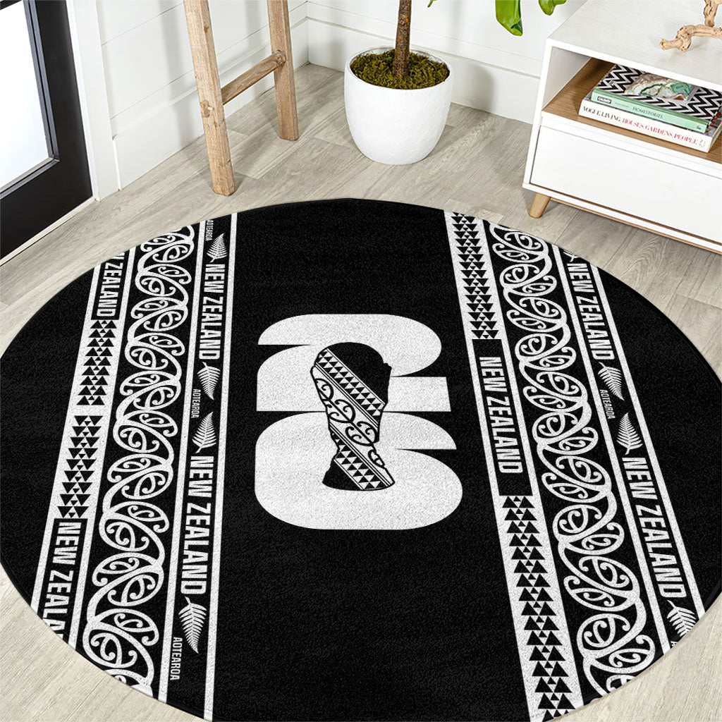 New Zealand Football White Fern Supporter Round Carpet LT9 Black - Polynesian Pride