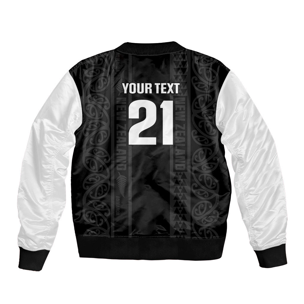 Custom New Zealand Football White Fern Supporter Sleeve Zip Bomber Jacket LT9 - Polynesian Pride