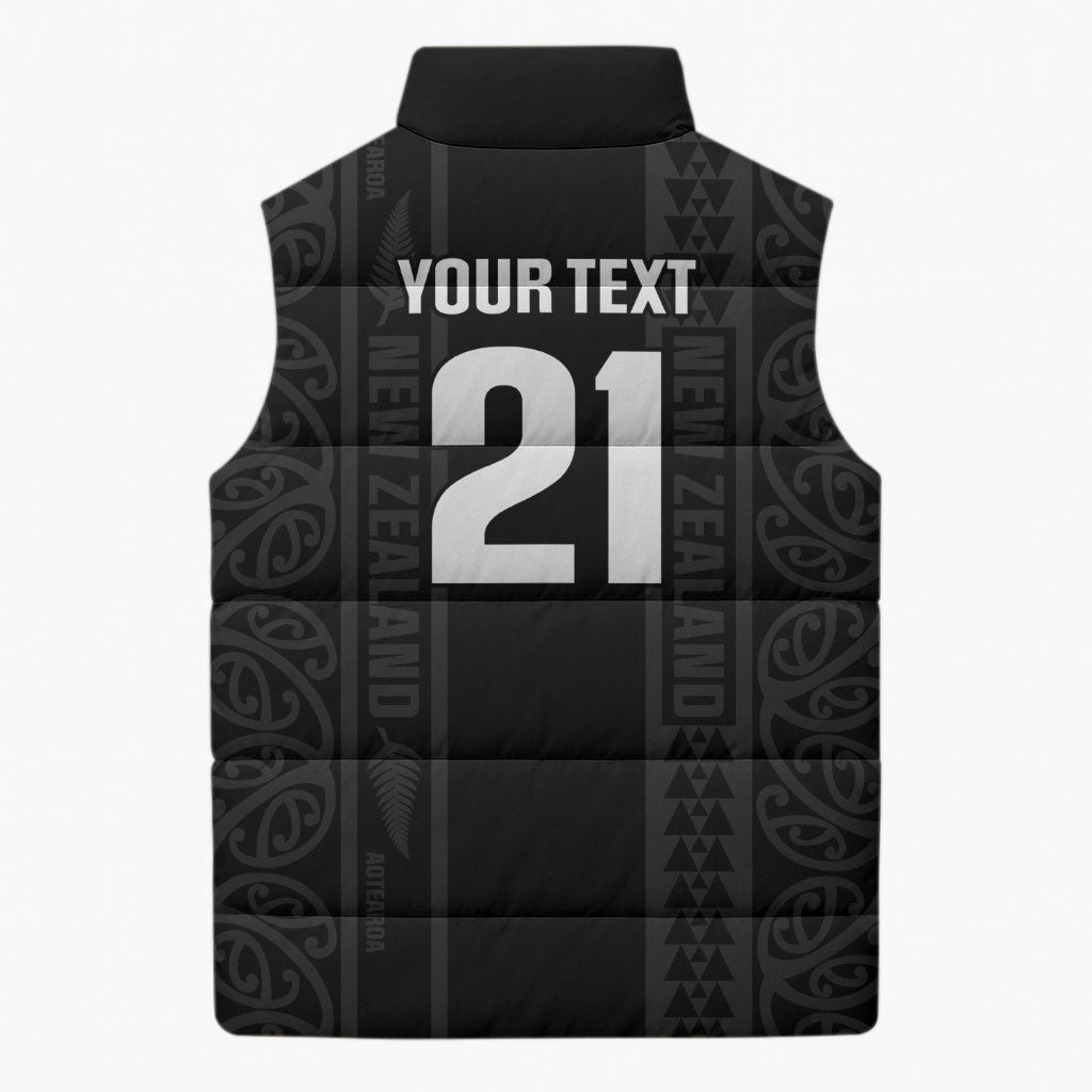 Custom New Zealand Football White Fern Supporter Sleeveless Puffer Jacket LT9 - Polynesian Pride