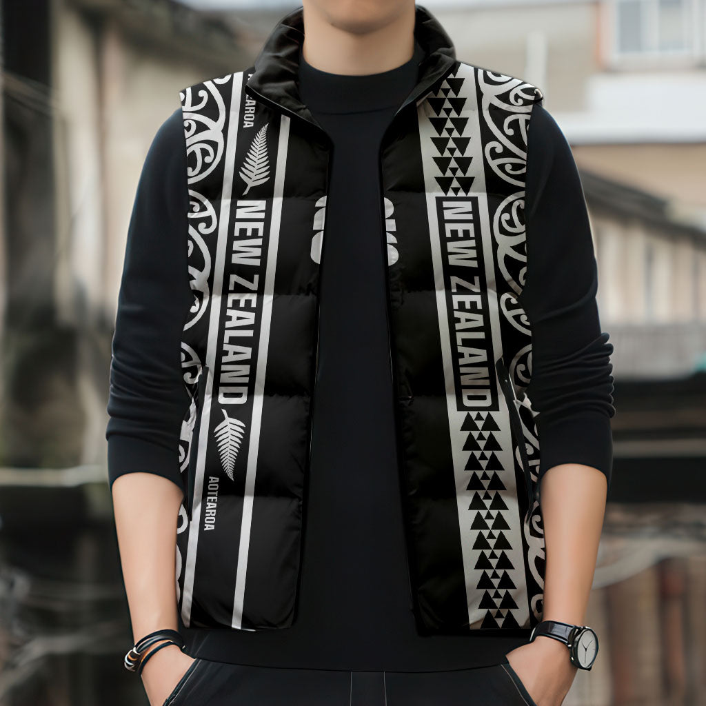 Custom New Zealand Football White Fern Supporter Sleeveless Puffer Jacket LT9 - Polynesian Pride