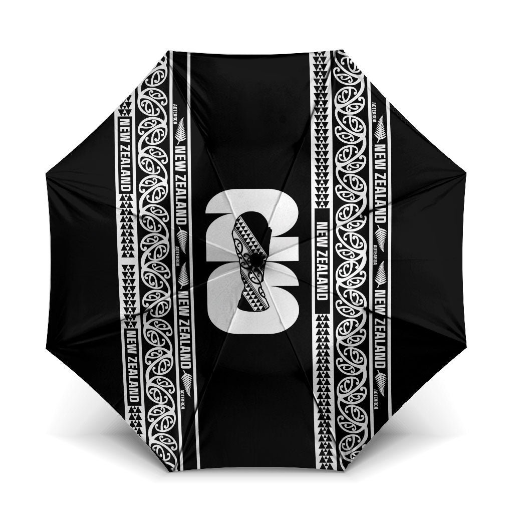 New Zealand Football White Fern Supporter Umbrella LT9 One Size Folded 11.42 inch Opened Diameter 37.4 inch Black - Polynesian Pride