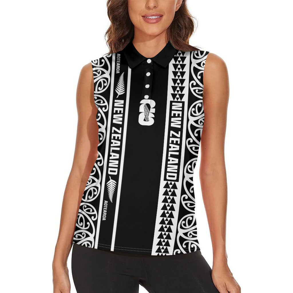 Custom New Zealand Football White Fern Supporter Women Sleeveless Polo Shirt