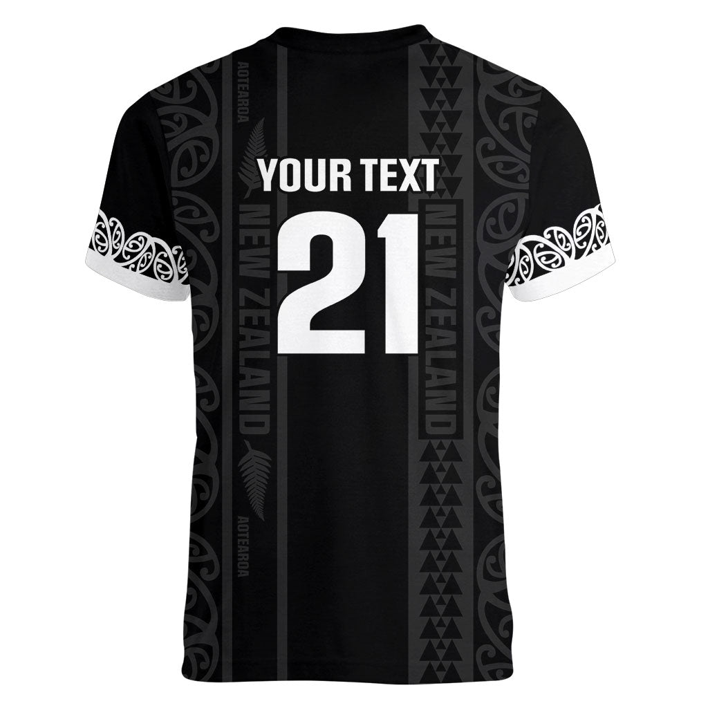 Custom New Zealand Football White Fern Supporter Women V-Neck T-Shirt