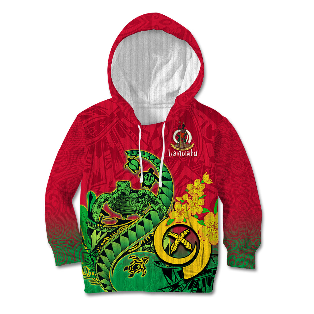 Vanuatu Islands Kid Hoodie Polynesian Tattoo and Sea Turtle LT9 Hoodie Green - Polynesian Pride