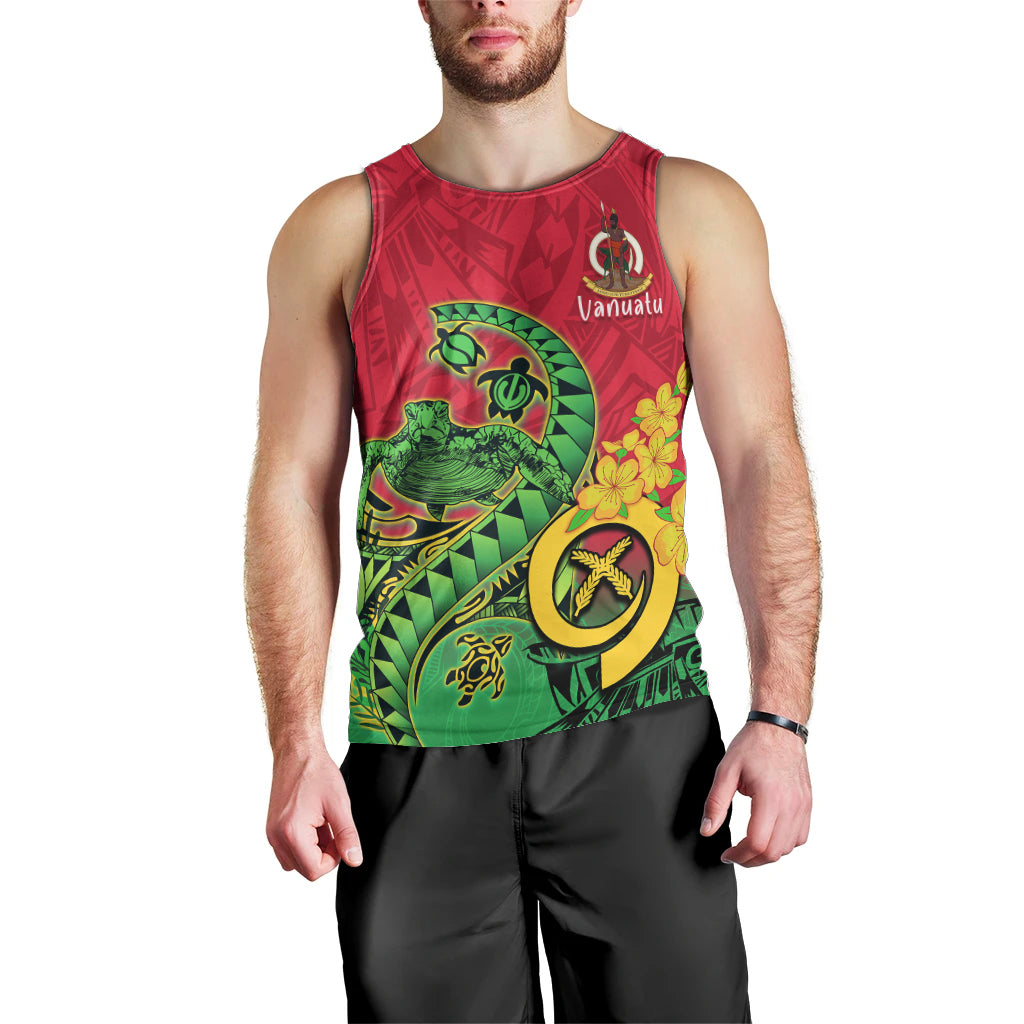 Vanuatu Islands Men Tank Top Polynesian Tattoo and Sea Turtle LT9 - Polynesian Pride