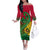 Vanuatu Islands Off The Shoulder Long Sleeve Dress Polynesian Tattoo and Sea Turtle LT9 Women Green - Polynesian Pride