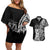 671 Guam Personalised Couples Matching Off Shoulder Short Dress and Hawaiian Shirt Latte Stone Tribal