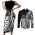 671 Guam Personalised Couples Matching Short Sleeve Bodycon Dress and Long Sleeve Button Shirt Latte Stone Tribal