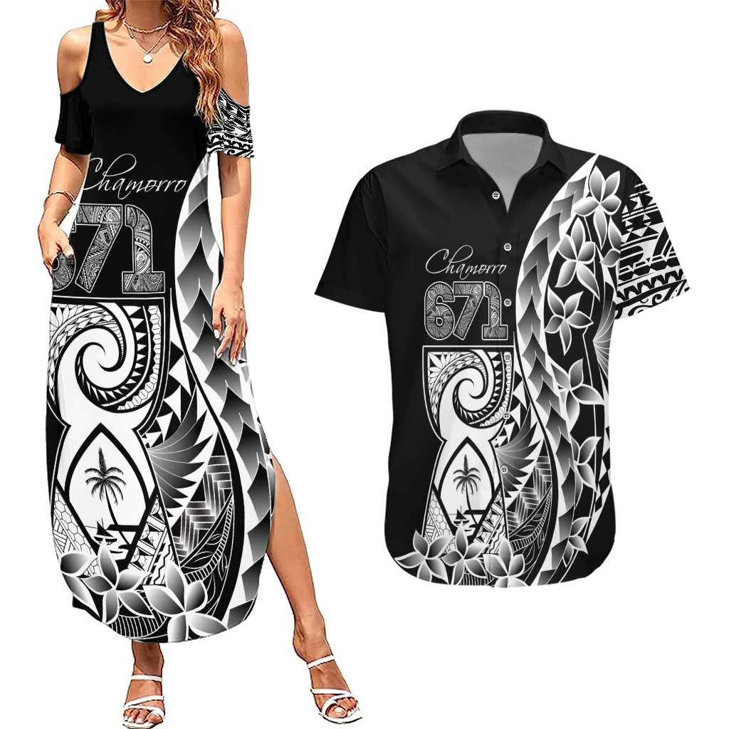 671 Guam Personalised Couples Matching Summer Maxi Dress and Hawaiian Shirt Latte Stone Tribal