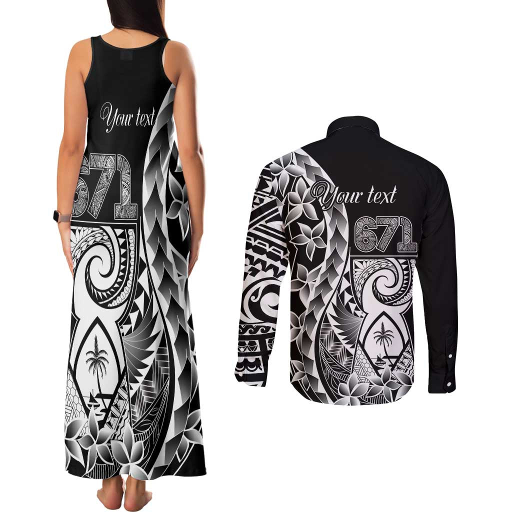 671 Guam Personalised Couples Matching Tank Maxi Dress and Long Sleeve Button Shirt Latte Stone Tribal