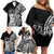 671 Guam Personalised Family Matching Off Shoulder Short Dress and Hawaiian Shirt Latte Stone Tribal