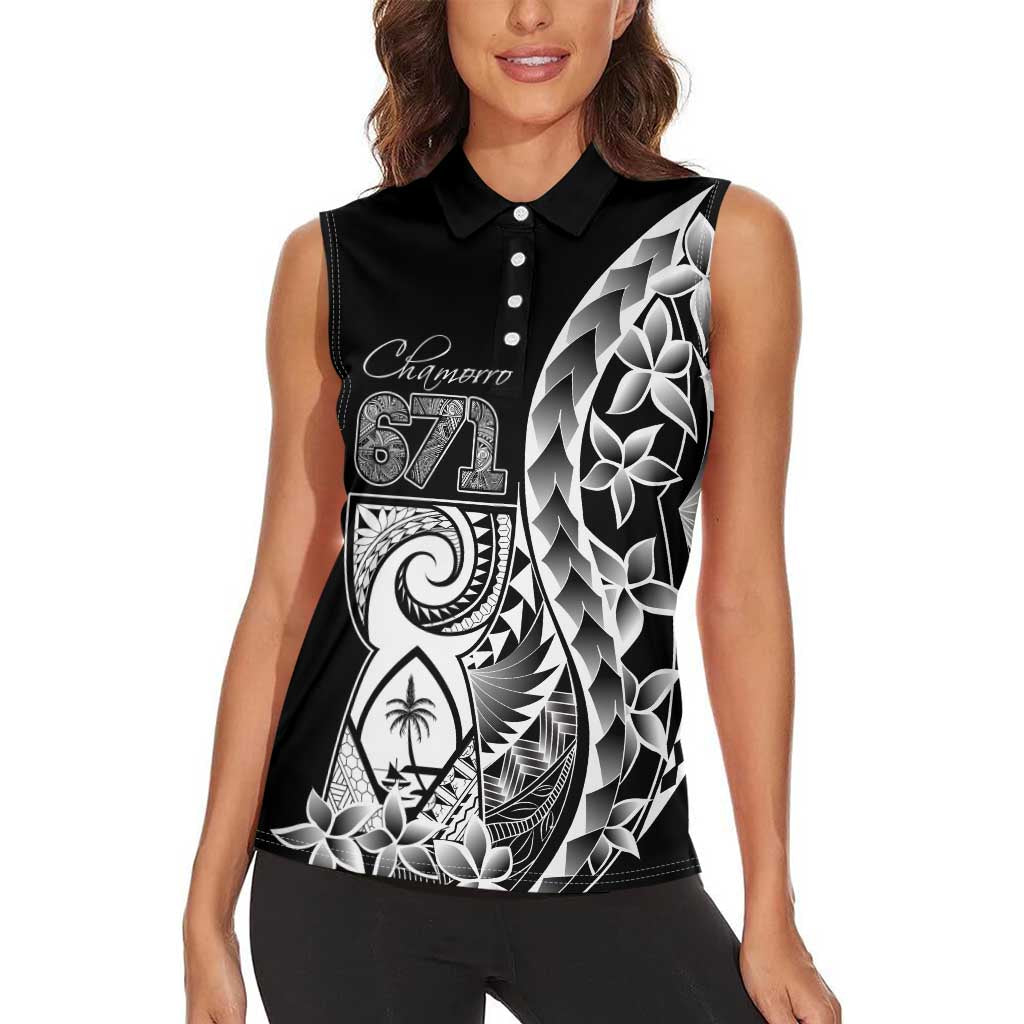 671 Guam Personalised Women Sleeveless Polo Shirt Latte Stone Tribal