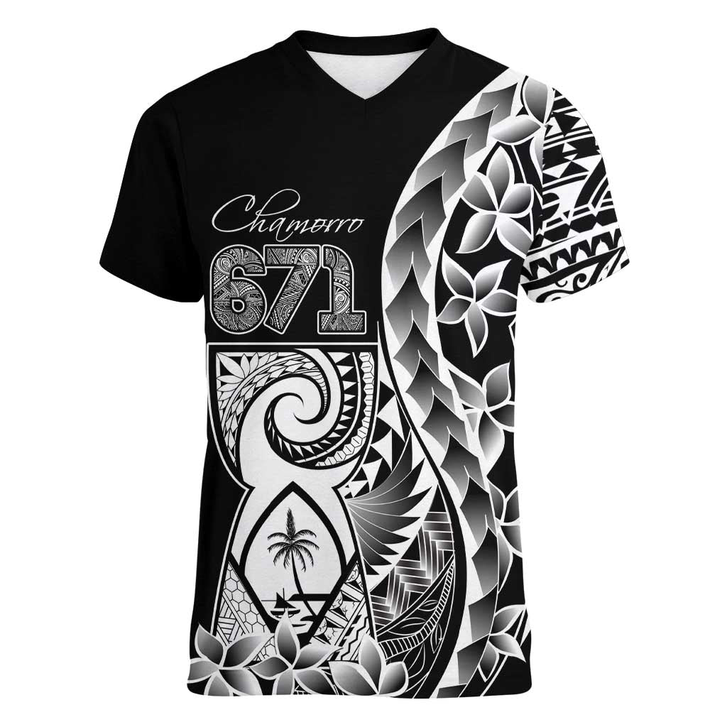 671 Guam Personalised Women V-Neck T-Shirt Latte Stone Tribal