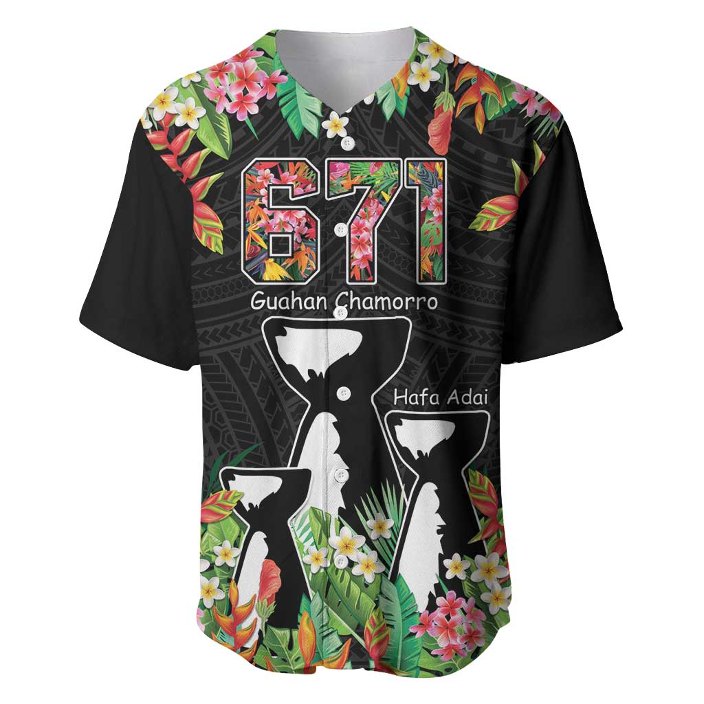 671 Guam Personalised Baseball Jersey Latte Stone and Tropical Flowers