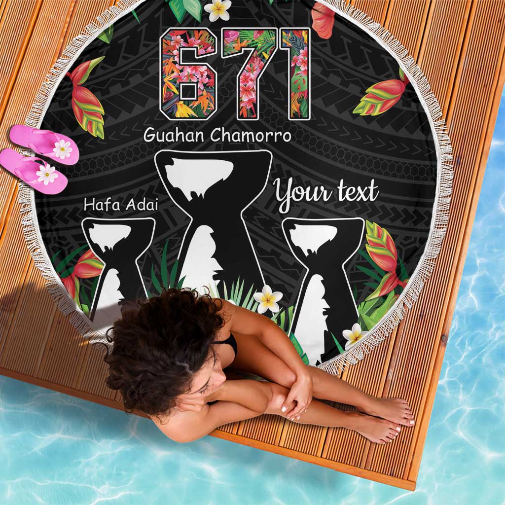 671 Guam Personalised Beach Blanket Latte Stone and Tropical Flowers